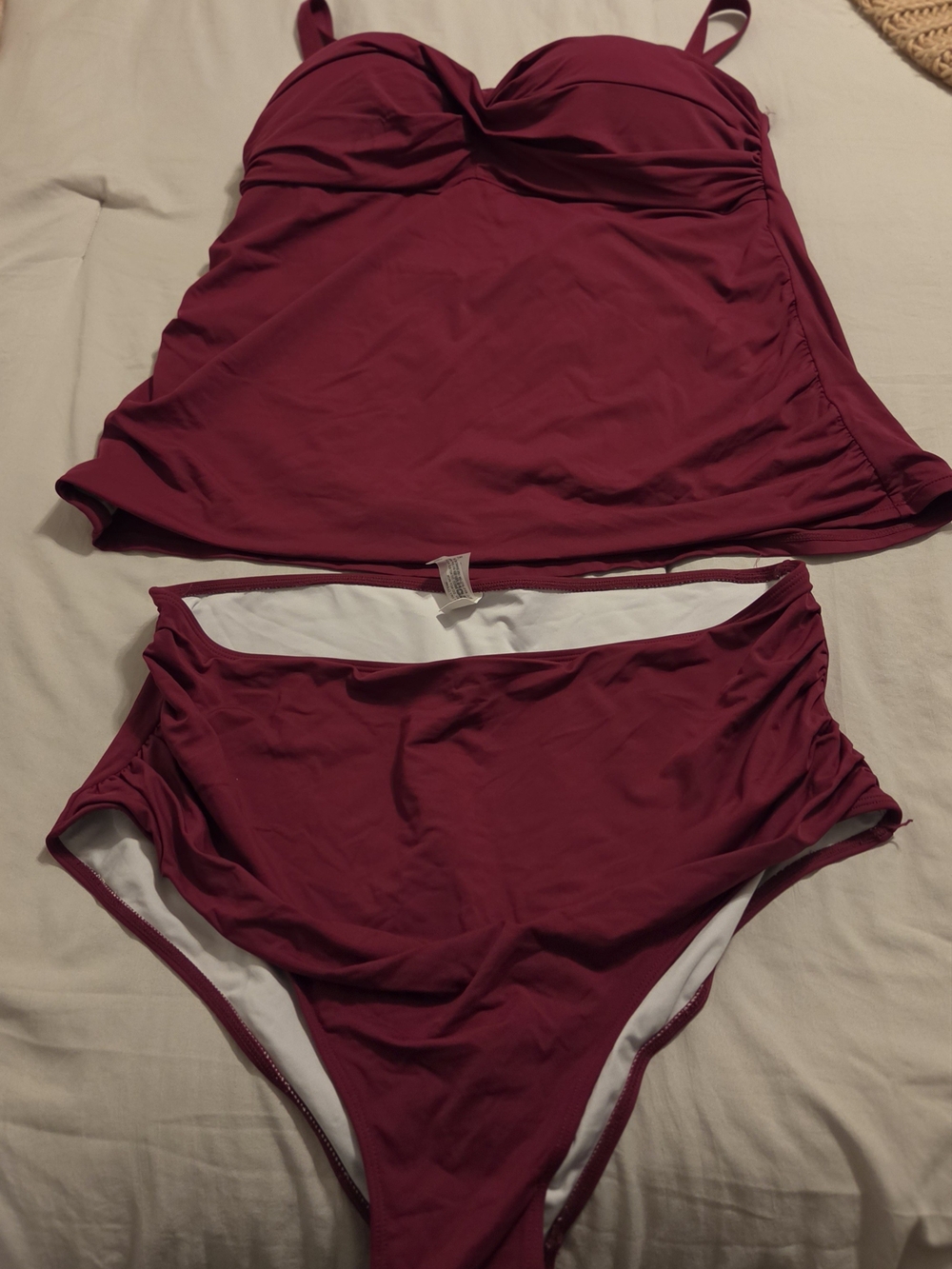 High-Waist Women's Swim Briefs in Deep Burgundy